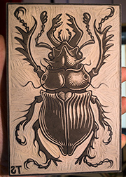 Beetle linocut